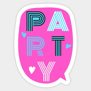 Pink Party Celebration Text Design Sticker